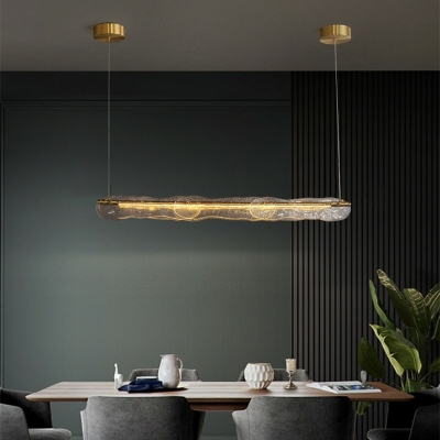 1 Light Linear Crystal Island Lighting Fixtures Clear Modern Simplicity Hanging Chandelier for Dinning Room