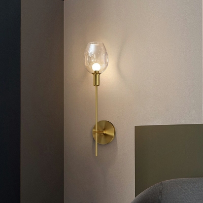 1 Light Oval Wall Light Modern Style Metal Wall Light Fixture in Gold