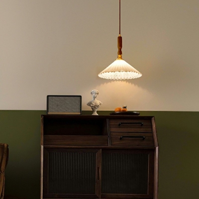 1 Light Wood Hanging Lamp Kit Down Lighting Pendant for Living Room