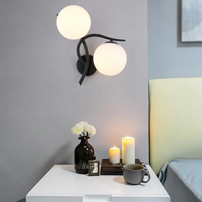 2-Light Sconce Lights Traditional Style Globe Shape Metal Wall Mount Light Fixture