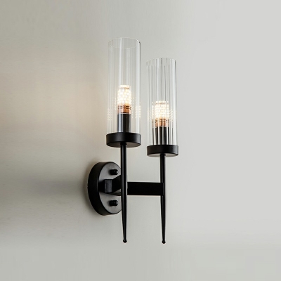 2-Light Wall Lighting Ideas Antique Style Cylinder Shape Metal Sconce Light