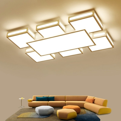 5-Light Flush Mount Light Contemporary Style Square Shape Metal Ceiling Mounted Fixture