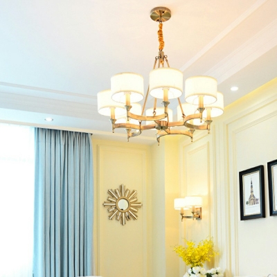 American Style Chandelier Fabric Material Shade Ceiling Chandelier for Cafe Living Room
