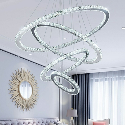 Contemporary Faceted Clear Crystal Prism Ceiling Chandelier Layered Chandelier Lights