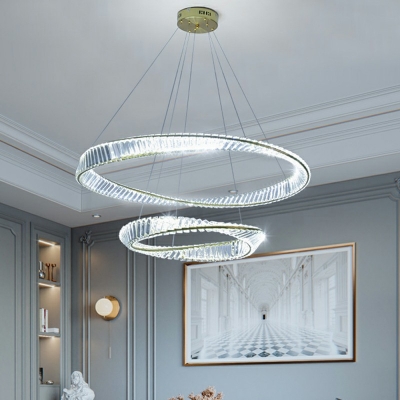 Contemporary Faceted Clear Crystal Prism Ceiling Chandelier Layered Chandelier Lights