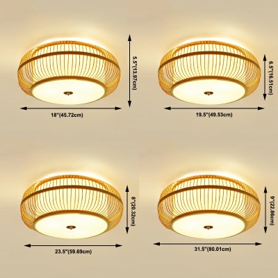 Minimalist Rattan Flush Mount Recessed Lighting Drum Flush Mount Ceiling Light Fixtures