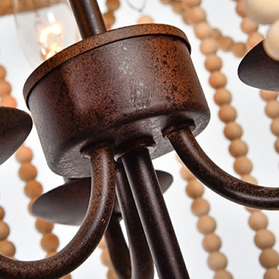 Nordic Style Wood Chandelier Light Designer Style Wooden Bead Pendant Light for Dinning Room