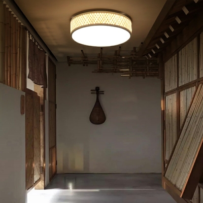 Simple Drum Flush Mount Ceiling Light Fixtures Bamboo Flush Mount Recessed Lighting