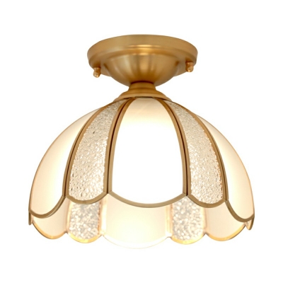 1-Light Flush Mount Chandelier Traditional Style Bowl Shape Metal Ceiling Mounted Fixture