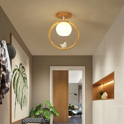 1-Light Flushmount Lighting Minimalism Style Round Shape Glass Ceiling Flush Mount