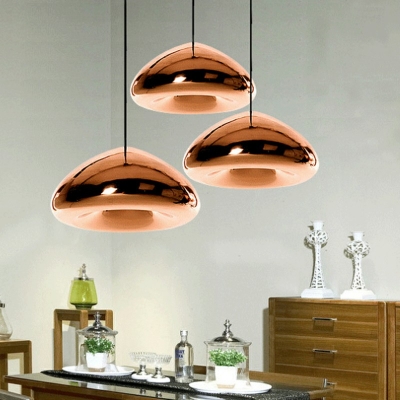 1-Light Pendant Lighting Fixtures Contemporar Style Dome Shape Glass Suspension Lamp