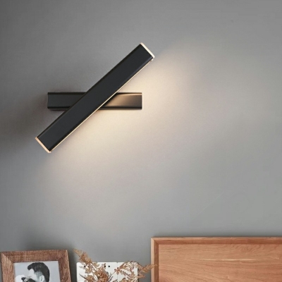 1 Light Rectangular Wall Sconce Lights Modern Style Metal Wall Light Fixture in Black