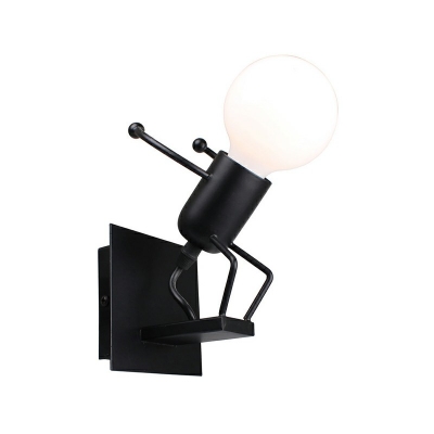 1-Light Sconce Lights Kids Style Expoed Blud Shape Metal Wall Mounted Lamp