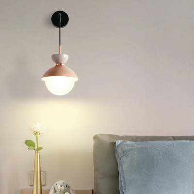 1-Light Sconce Lights Minimalism Style Globe Shape Metal Wall Mount Lamp