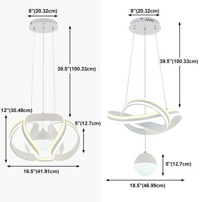 2-Light Pendant Chandelier Minimalist Style Geometric Shape Metal Warm Light Hanging Ceiling Lights