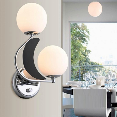 2-Light Sconce Lights Minimalist Style Globe Shape Metal Wall Mounted Lamps