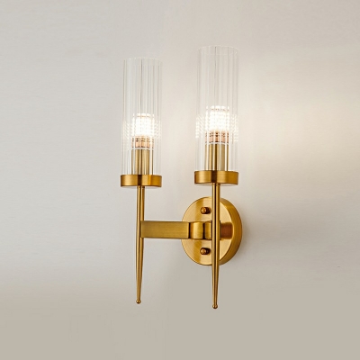 2-Light Wall Lighting Ideas Antique Style Cylinder Shape Metal Sconce Light