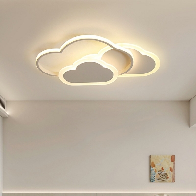 3-Light Ceiling Mounted Fixture Kids Style Cloud Shape Metal Flush Mount Pendant Light