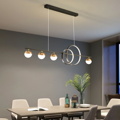 6-light Island Lamp Fixture Minimalist Style Globe Shape Metal Pendant Lighting