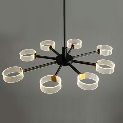 6-Light Pendant Lighting Contemporary  Style Circle Shape Metal Third Gear Light Ceiling Hung Fixture