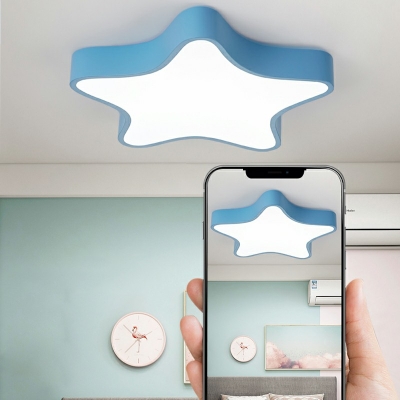 Five Star Shape Flush Mount Ceiling Light Fixtures Macaron Nordic Style Led Flush Light for Bedroom