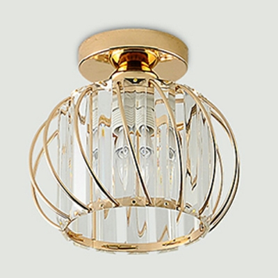 Flush Ceiling Light Globe Shade Modern Style Crystal Flushmount for Living Room