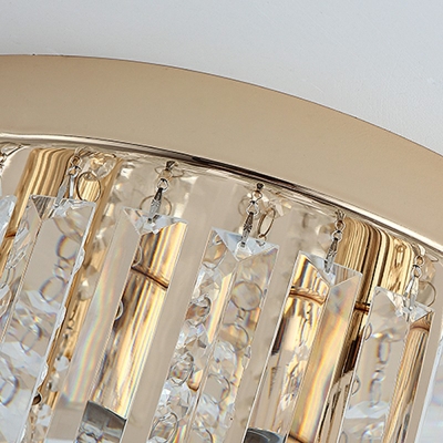 Flush Mount Round Shade Modern Style Crystal Flush Mount Lamp for Living Room