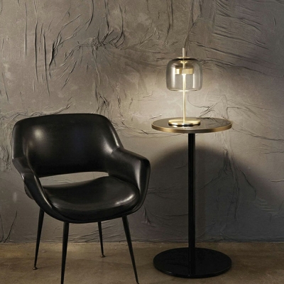 Glass and Metal Nightstand Lamp Modern Minimalist Nightstand Lamp for Living Room