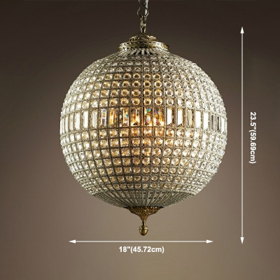 Hanging Light Kit Globe Shade Modern Style Crystal Ceiling Pendant Light for Living Room
