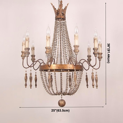 Modern and Simple Celling Light 8 Lights Franch Style Wood Chandelier Light for Dinning Room