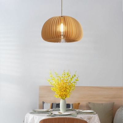 Modern Simple Suspension Pendant 1 Light Wood Hanging Light Fixtures for Living Room Bedroom