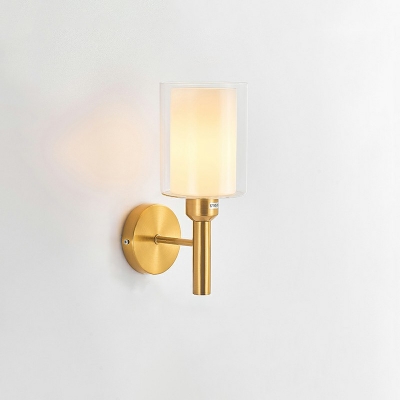 Modern Style Sconce Light Fixture Glass 1-Light Wall Light Fixture in Gold