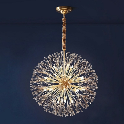 Pendant Lighting Fixtures Globe Shade Modern Style Crystal Hanging Ceiling Light for Living Room