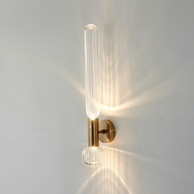 Postmodern Metal Wall Sconces Glass Shade Flush Mount Wall Sconce for Bedroom