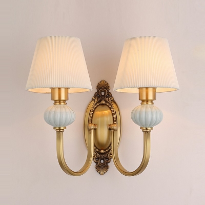 Postmodern Style Wall Mounted Lights Yellow Fabric Shade Wall Sconce Lighting for Bedroom