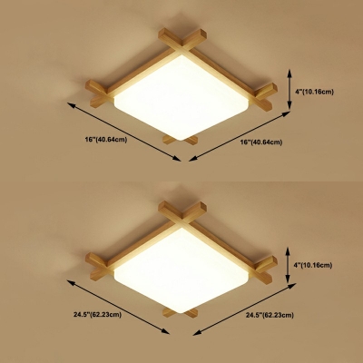 Ultra-Modern Ceiling Mounted Fixture LED Light Wood Flush Ceiling Light for Bedroom
