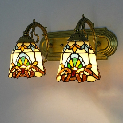 Vanity Light Flared Shade Tiffany Style Glass Ceiling Vanity Light Fixtures for Living Room