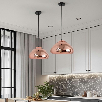 1-Light Pendant Lighting Fixtures Contemporar Style Dome Shape Glass Suspension Lamp