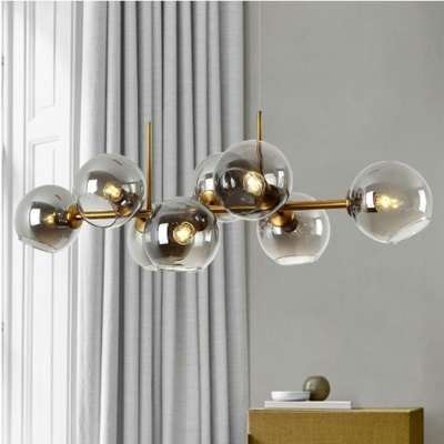 8-light Island Lamp Fixture Ultra-Modern Style Ball Shape Metal Pendant Lighting