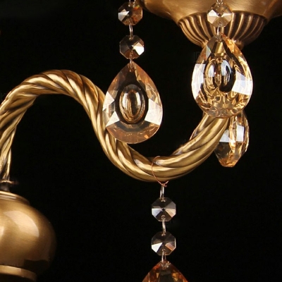 All-copper Crystal Chandelier Light 3 Lights Nordic Style Candlestick Pendant Light for Living Room