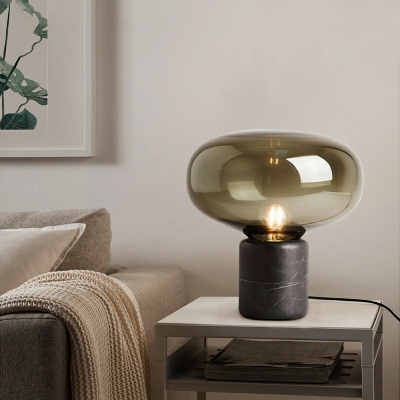 Cement Base Nightstand Lamp Modern Glass and Stone Nordic Style Night Table Lamps for Bedroom