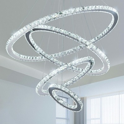 Contemporary Faceted Clear Crystal Prism Ceiling Chandelier Ring Chandelier Lights