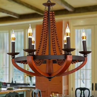 European Style Wood Chandelier Lamp Franch Style Minimalism Light for Dinning Room