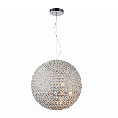 Globe Crystal Chandelier Lighting Fixture Chrome 8 Lights Modern Hanging Ceiling Light for Living Room