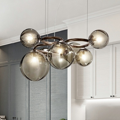 Ceiling Lamp Globe Shade Modern Style Glass Chandelier Pendant Light for Living Room