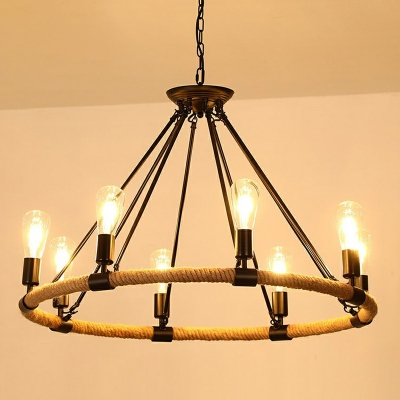 Industrial Black Color Hanging Light Rope Chandelier for Living Room