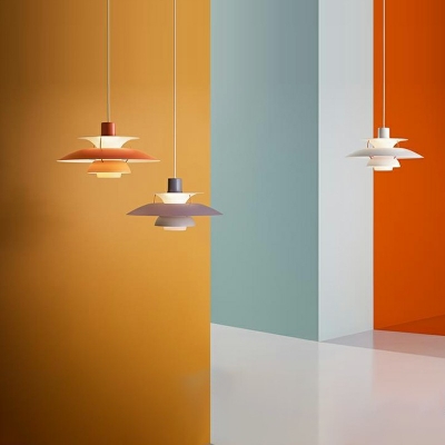 Macaron Metallic Down Lighting Pendant Three-Shade Hanging Pendant Lights