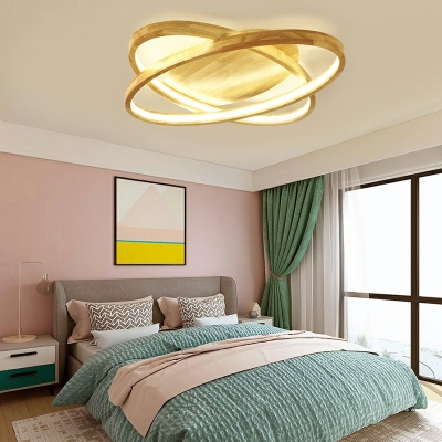 Modern Flush Mount Ceiling Chandelier Wood Flush Ceiling Light Fixtures for Bedroom Living Room