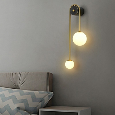 Postmodern Style Glass Wall Lamp 2 Lights Nordic Style Retro Wall Light for Bedside