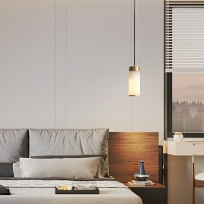 Stone 1 Light White Pendants Light Fixtures Modern Basic Hanging Ceiling Light for Bedroom